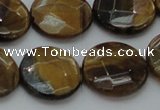 CTE1728 15.5 inches 18mm faceted coin yellow tiger eye beads