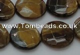 CTE1728 15.5 inches 18mm faceted coin yellow tiger eye beads