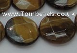 CTE1729 15.5 inches 20mm faceted coin yellow tiger eye beads