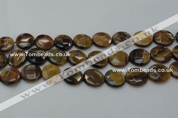 CTE1729 15.5 inches 20mm faceted coin yellow tiger eye beads