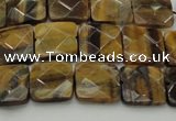 CTE1731 15.5 inches 10*10mm faceted square yellow tiger eye beads