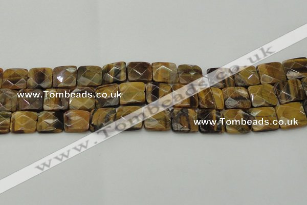 CTE1734 15.5 inches 15*15mm faceted square yellow tiger eye beads