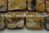 CTE1736 15.5 inches 20*20mm faceted square yellow tiger eye beads