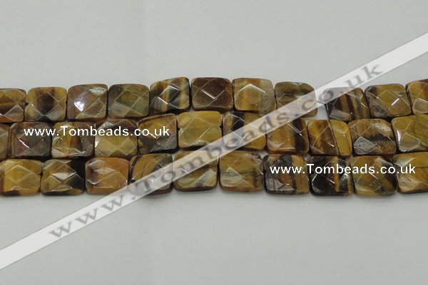 CTE1736 15.5 inches 20*20mm faceted square yellow tiger eye beads