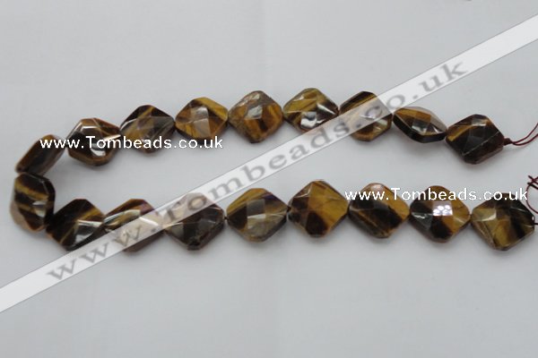 CTE1738 15.5 inches 20*20mm faceted diamond yellow tiger eye beads