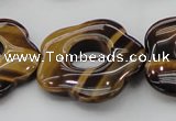 CTE1746 15.5 inches 34mm carved flower yellow tiger eye beads