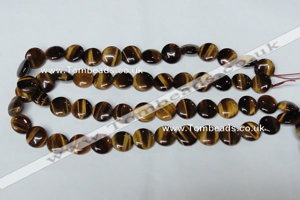 CTE175 15.5 inches 10mm flat round yellow tiger eye gemstone beads