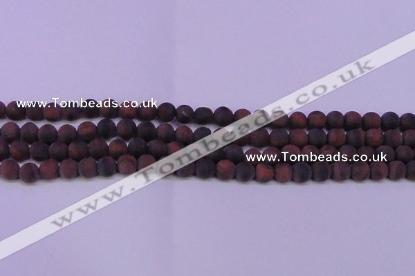 CTE1760 15.5 inches 4mm round matte red tiger eye beads