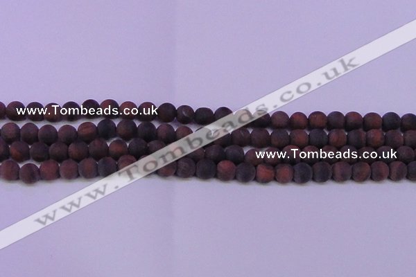 CTE1764 15.5 inches 12mm round matte red tiger eye beads