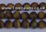 CTE1811 15.5 inches 6mm round matte yellow iron tiger beads