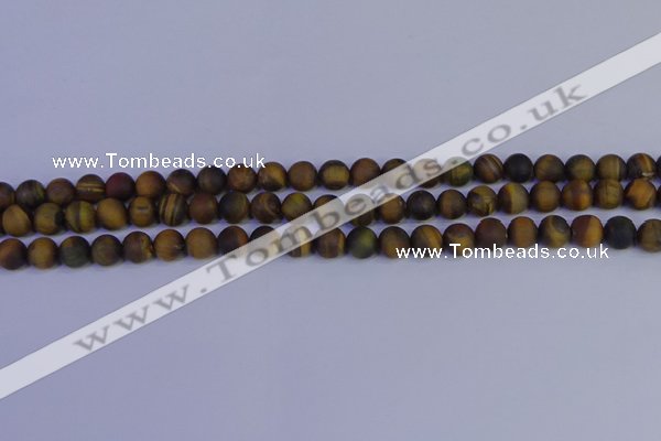 CTE1811 15.5 inches 6mm round matte yellow iron tiger beads