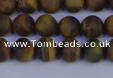 CTE1812 15.5 inches 8mm round matte yellow iron tiger beads