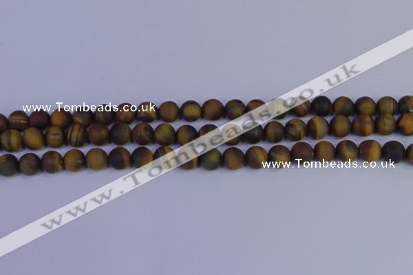 CTE1812 15.5 inches 8mm round matte yellow iron tiger beads