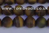 CTE1813 15.5 inches 10mm round matte yellow iron tiger beads