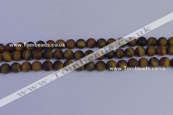 CTE1813 15.5 inches 10mm round matte yellow iron tiger beads