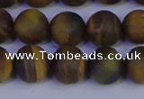 CTE1814 15.5 inches 12mm round matte yellow iron tiger beads