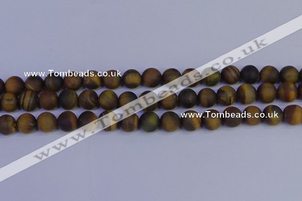 CTE1814 15.5 inches 12mm round matte yellow iron tiger beads