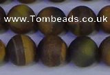 CTE1815 15.5 inches 14mm round matte yellow iron tiger beads