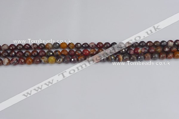 CTE1818 15.5 inches 4mm faceted round red iron tiger beads