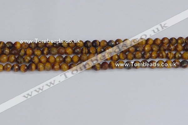 CTE1827 15.5 inches 6mm faceted round yellow tiger eye beads