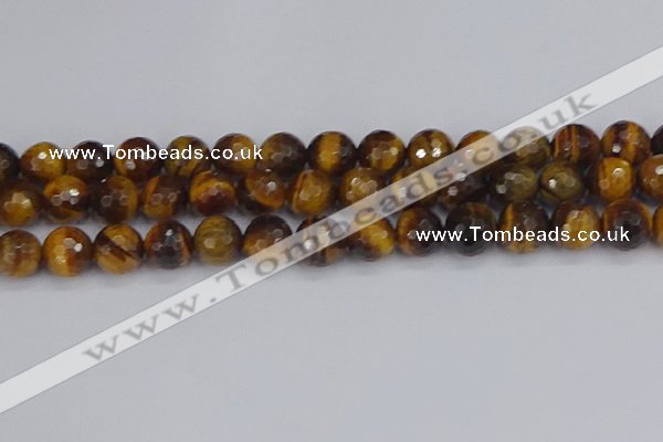 CTE1830 15.5 inches 12mm faceted round yellow tiger eye beads