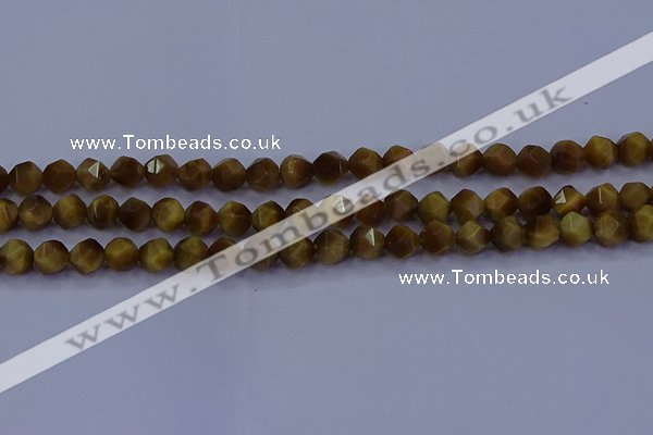 CTE1901 15.5 inches 6mm faceted nuggets golden tiger eye beads