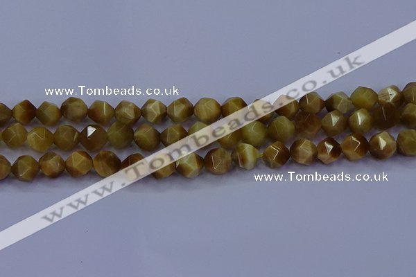 CTE1903 15.5 inches 10mm faceted nuggets golden tiger eye beads