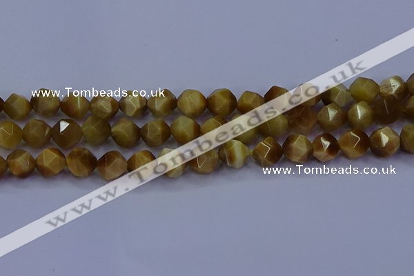 CTE1904 15.5 inches 12mm faceted nuggets golden tiger eye beads