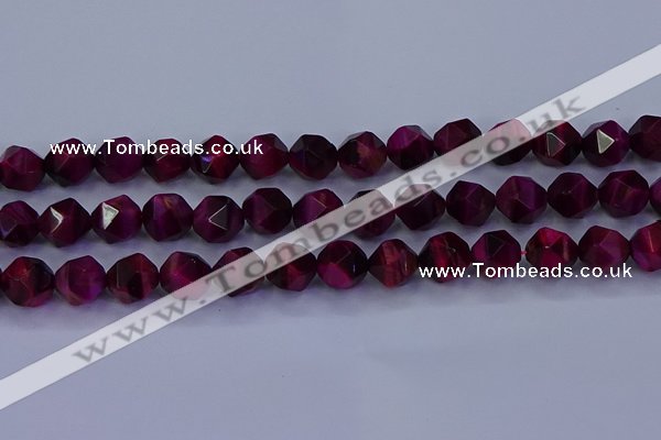 CTE1908 15.5 inches 10mm faceted nuggets red tiger eye beads