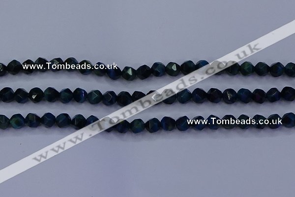 CTE1911 15.5 inches 6mm faceted nuggets blue tiger eye beads