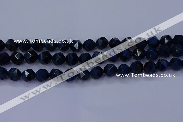 CTE1914 15.5 inches 12mm faceted nuggets blue tiger eye beads