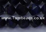 CTE1917 15.5 inches 8mm faceted nuggets blue tiger eye beads