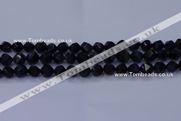 CTE1917 15.5 inches 8mm faceted nuggets blue tiger eye beads