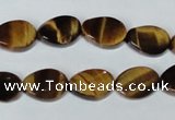 CTE192 15.5 inches 10*14mm twisted oval yellow tiger eye gemstone beads