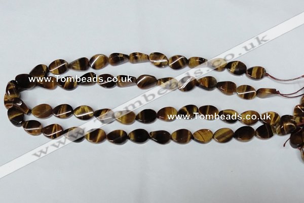 CTE192 15.5 inches 10*14mm twisted oval yellow tiger eye gemstone beads