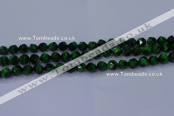 CTE1922 15.5 inches 8mm faceted nuggets green tiger eye beads