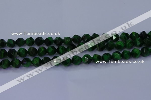 CTE1923 15.5 inches 10mm faceted nuggets green tiger eye beads