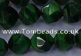 CTE1924 15.5 inches 12mm faceted nuggets green tiger eye beads