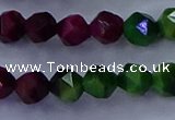 CTE1927 15.5 inches 8mm faceted nuggets colorful tiger eye beads