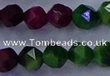 CTE1929 15.5 inches 12mm faceted nuggets colorful tiger eye beads