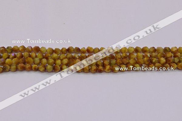 CTE1931 15.5 inches 6mm faceted nuggets golden tiger eye beads