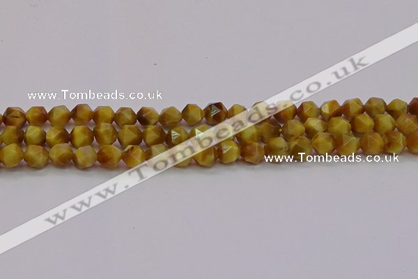 CTE1933 15.5 inches 10mm faceted nuggets golden tiger eye beads