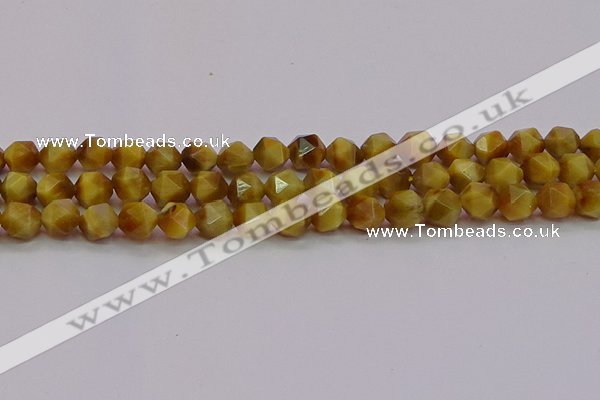 CTE1934 15.5 inches 12mm faceted nuggets golden tiger eye beads