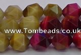 CTE1939 15.5 inches 12mm faceted nuggets mixed tiger eye beads