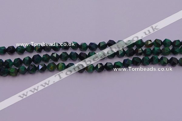 CTE1946 15.5 inches 6mm faceted nuggets green tiger eye beads