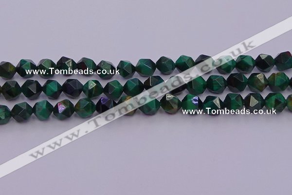 CTE1948 15.5 inches 10mm faceted nuggets green tiger eye beads