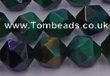 CTE1949 15.5 inches 12mm faceted nuggets green tiger eye beads