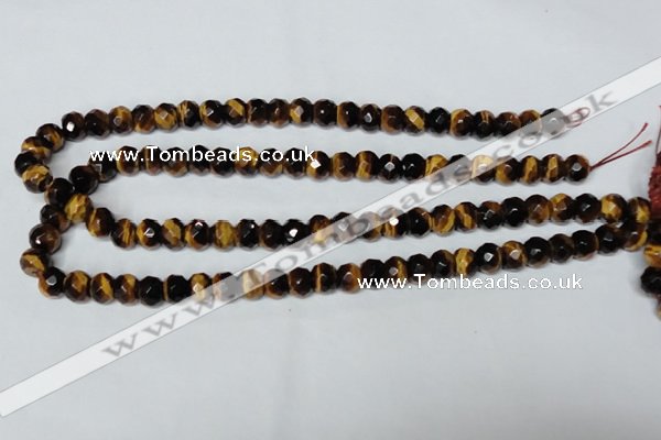CTE197 15.5 inches 7*12mm faceted rondelle yellow tiger eye gemstone beads