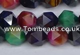 CTE1970 15.5 inches 8mm faceted nuggets mixed tiger eye beads