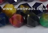 CTE1972 15.5 inches 12mm faceted nuggets mixed tiger eye beads